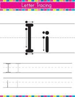 I alphabet tracing worksheet vector