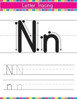 N alphabet tracing worksheet vector