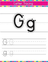 G alphabet tracing worksheet vector