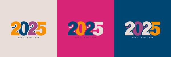 Happy new year 2025 with full colour number. vector