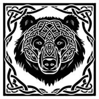 Bear face in celtic knot style vector