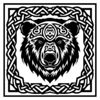Bear face in celtic knot style vector