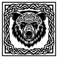 Bear face in celtic knot style vector