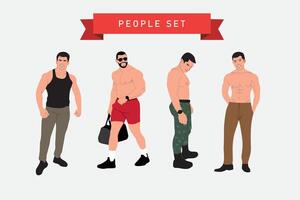 conjunto de masculino cuerpo tipos vector ilustración aislado en blanco antecedentes.