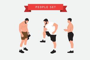 Weight loss exercise. Flat style vector illustration isolated on white background.