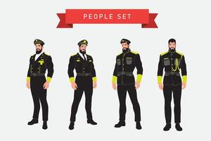 Set of police officers. Policeman in uniform. Vector illustration.