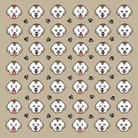 seamless cute dog and paw pattern vector