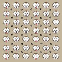 seamless cute dog and paw pattern vector