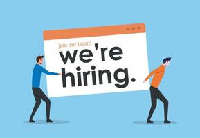 We are hiring concept. Job vacancy with creative design. New open recruitment vector