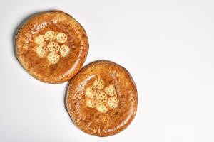 Delicious baked goods with a white background photo