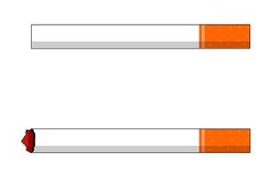 Illustration of cigarette vectors. Unlit cigarette and lit cigarette with smoke vector