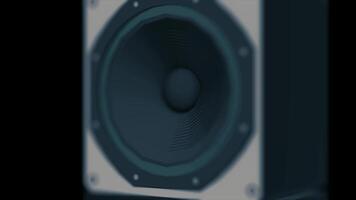 Soundbar and subwoofer on black background. Playing loudspeaker 3d model. Sound column video