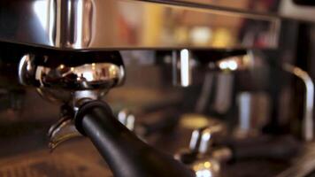 Coffee machine. Professional coffee machine in a bar close up. Coffee maker machine video