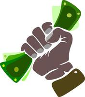 Vector sketch icon depicting a hand holding money, suitable for various financial or transaction-related concepts