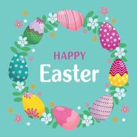 Bright Happy Easter card. Easter eggs. vector