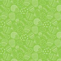 Easter green background with hand drawn white Easter eggs. vector