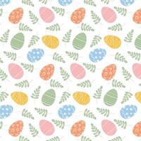 Bright background for Easter on a white background. Easter eggs in pastel colors. Easter pattern for wrapping paper, textile, wallpaper. vector