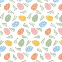 Bright background for Easter on a white background. Easter eggs in pastel colors. Easter pattern for wrapping paper, textile, wallpaper. vector