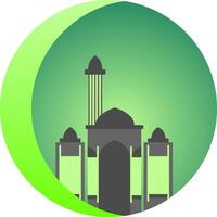 illustration of a mosque with decorations on the moon, islam illustration vector