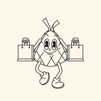 Happy Shopping on Eid with the Ketupat Mascot vector