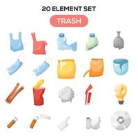 Garbage theme set element illustration vector