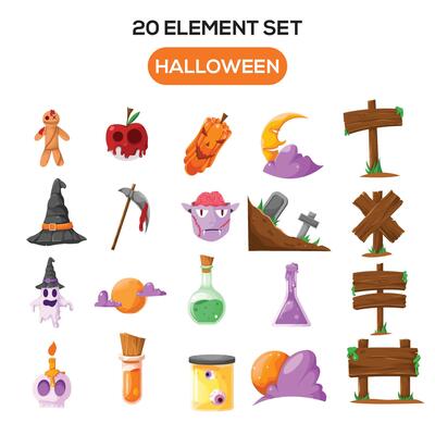Illustration of halloween theme set elements