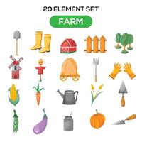 farm illustration set elements vector