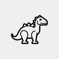 un dinosaurio dibujado en negro y blanco con un blanco antecedentes vector