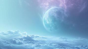 AI generated Soft hues and gentle gradients imbue the scene with cosmic peace photo