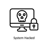 System Hacked  Vector outline icon Style illustration. EPS 10 File