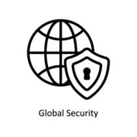 Global Security  Vector outline icon Style illustration. EPS 10 File