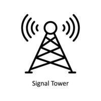 Signal Tower Vector outline icon Style illustration. EPS 10 File