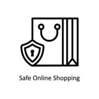 Safe Online Shopping Vector outline icon Style illustration. EPS 10 File