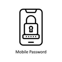 Mobile Password Vector outline icon Style illustration. EPS 10 File