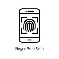 Finger print Scan Vector outline icon Style illustration. EPS 10 File