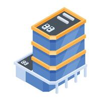 Commercial Building Isometric Icon vector