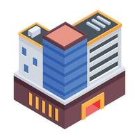 Commercial Building Isometric Icon vector