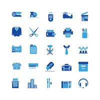 Office icon set glyph icon collection. Containing icons. vector