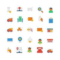 ecommerce icon set. filled color icon collection. Containing icons vector