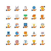 business and finance icon set. filled color icon collection. Containing icons. vector