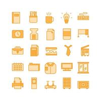 Office icon set filled color icon collection. Containing icons. vector