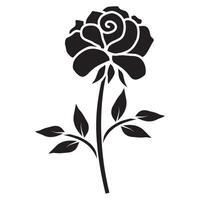 Rosa flor, aislado vector ilustración, negro plantilla