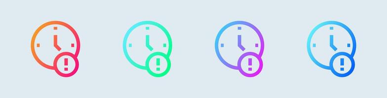 Time out line icon in gradient colors. Deadline signs vector illustration.