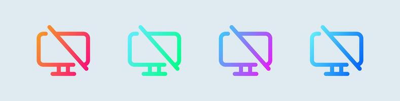 No display line icon in gradient colors. Monitor signs vector illustration.