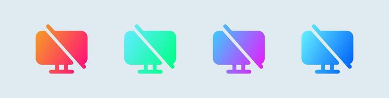 No display solid icon in gradient colors. Monitor signs vector illustration.