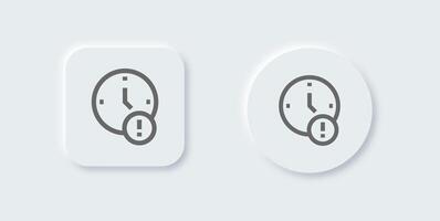 Time out line icon in neomorphic design style. Deadline signs vector illustration.