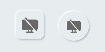 No display solid icon in neomorphic design style. Monitor signs vector illustration.