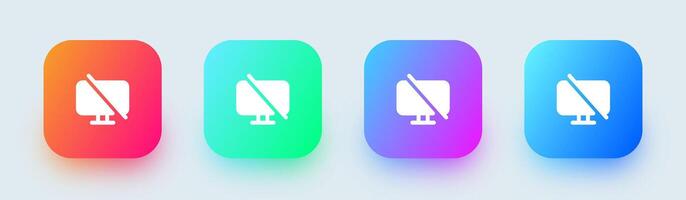 No display solid icon in square gradient colors. Monitor signs vector illustration.