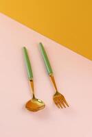 Spoon and Fork with Green Olive Handle photo