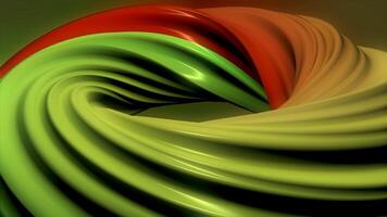 animazione di multicolore vorticoso Linee. 3d minimo astratto forme continuamente looping nel un' senza soluzione di continuità modo. centrato animazione con nero sfondo. delicato riflessi e ipnotico movimento. video